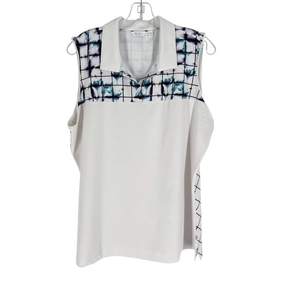 Lady Hagen Tops - Lady Hagen Golf Polo Shirt Womens Size XL White Floral Graphic Sleeveless